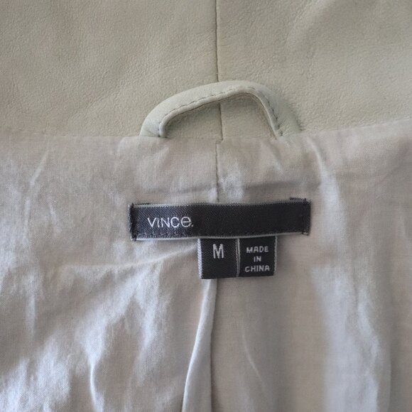 Vince Sz M Classic Cream Goat Leather Moto Asymmetrical Full‎ Zip Luxury Jacket - Picture 14 of 16